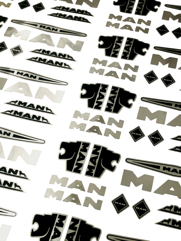 10tlg MAN Chrom Black Set 1:14 / 1:16 Tamiya Wedico LKW RC Truck Löwe Aufkleber