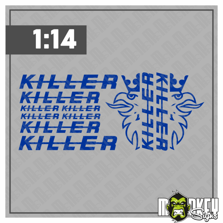 10tlg. Scania Killer Aufkleber Set für 1:14 Tamiya LKW Truck Sticker blau