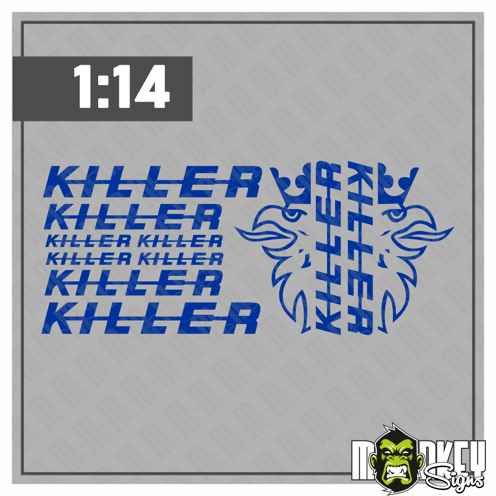 10tlg Scania Killer Aufkleber Set Fur 114 Tamiya LKW Truck Sticker Blau Modellbau Beschriftung