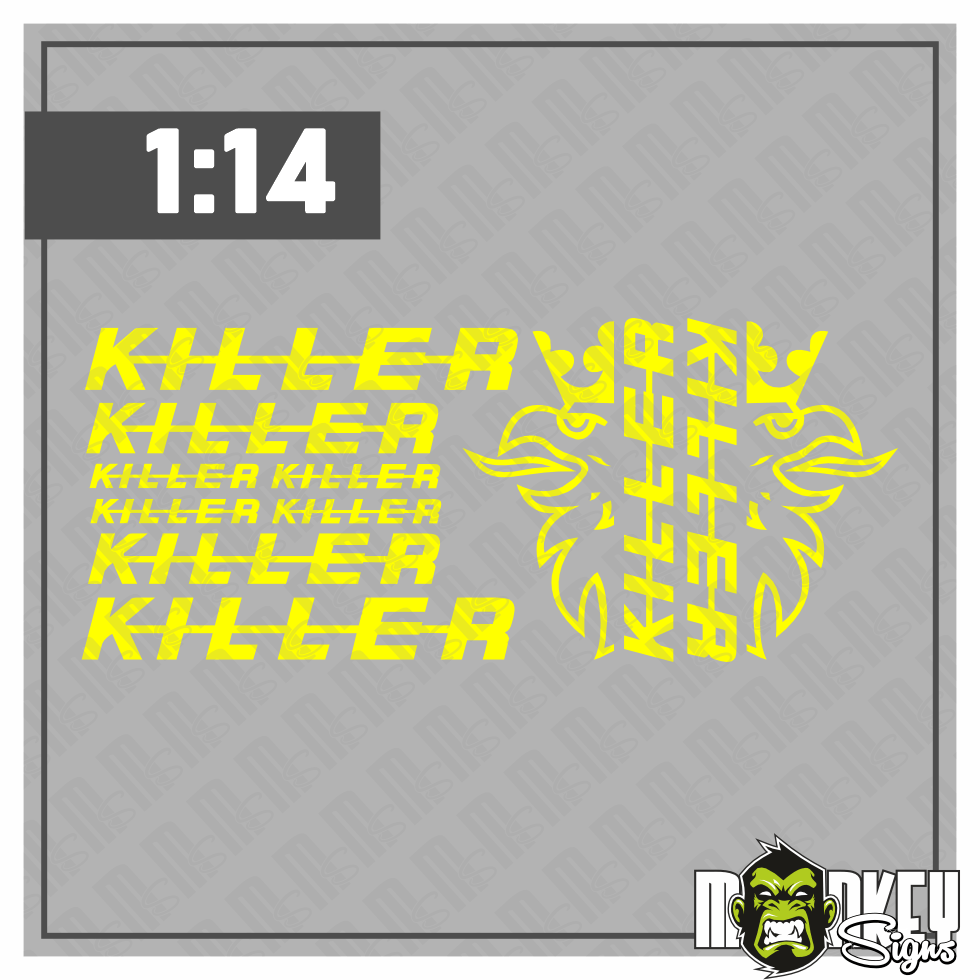 10tlg Scania Killer Aufkleber Set Fur 114 Tamiya LKW Truck Sticker Gelb Modellbau Beschriftung
