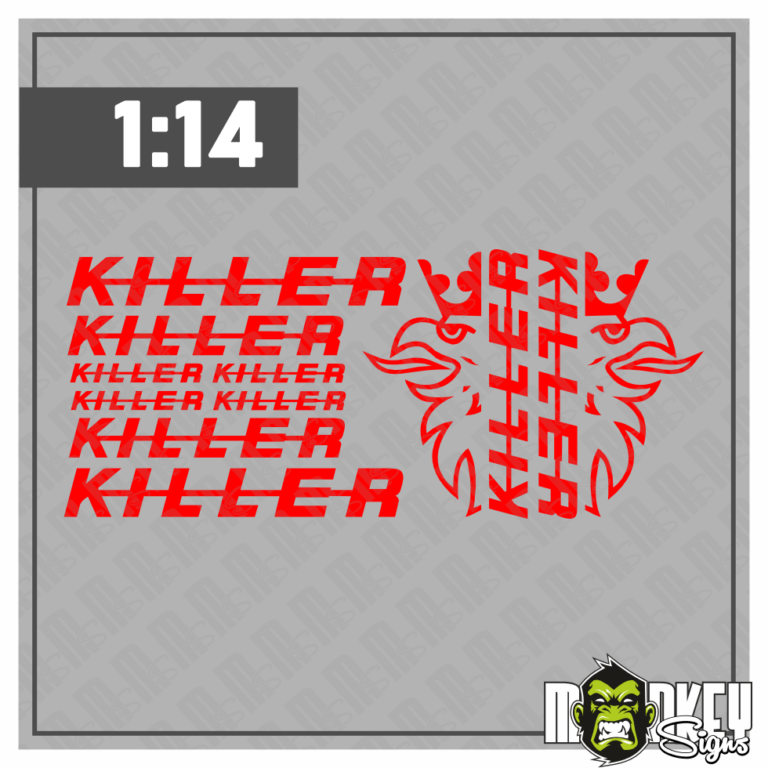 10tlg. Scania Killer Aufkleber Set für 1:14 Tamiya LKW Truck Sticker rot