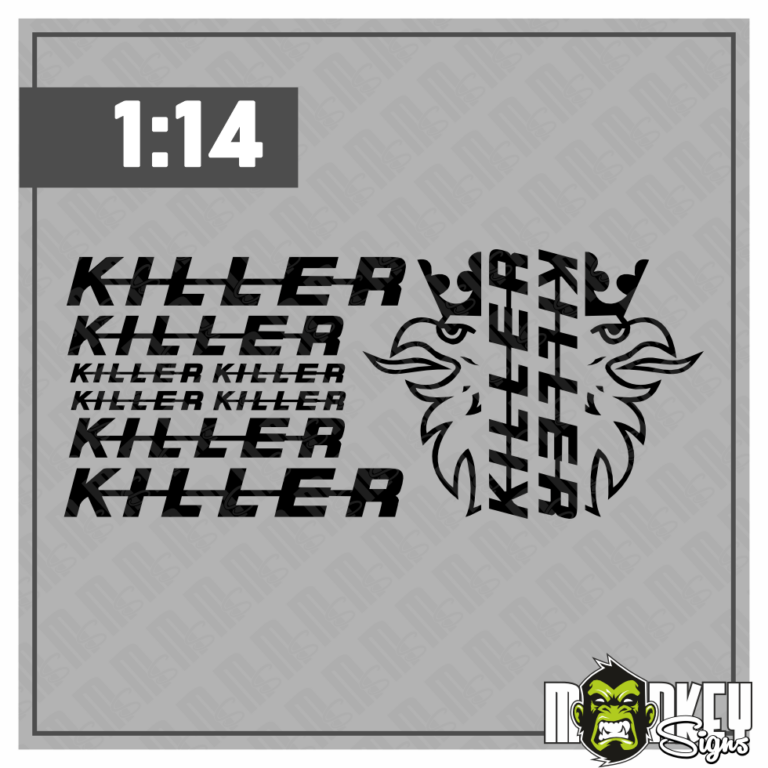 10tlg. Scania Killer Aufkleber Set für 1:14 Tamiya LKW Truck Sticker schwarz