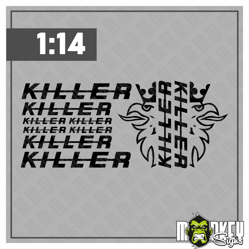 10tlg Scania Killer Aufkleber Set Fur 114 Tamiya LKW Truck Sticker Schwarz Modellbau Beschriftung