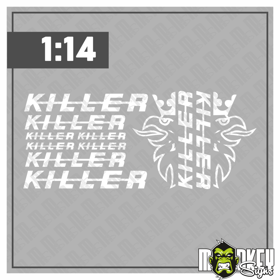10tlg Scania Killer Aufkleber Set Fur 114 Tamiya LKW Truck Sticker Weiss Modellbau Beschriftung