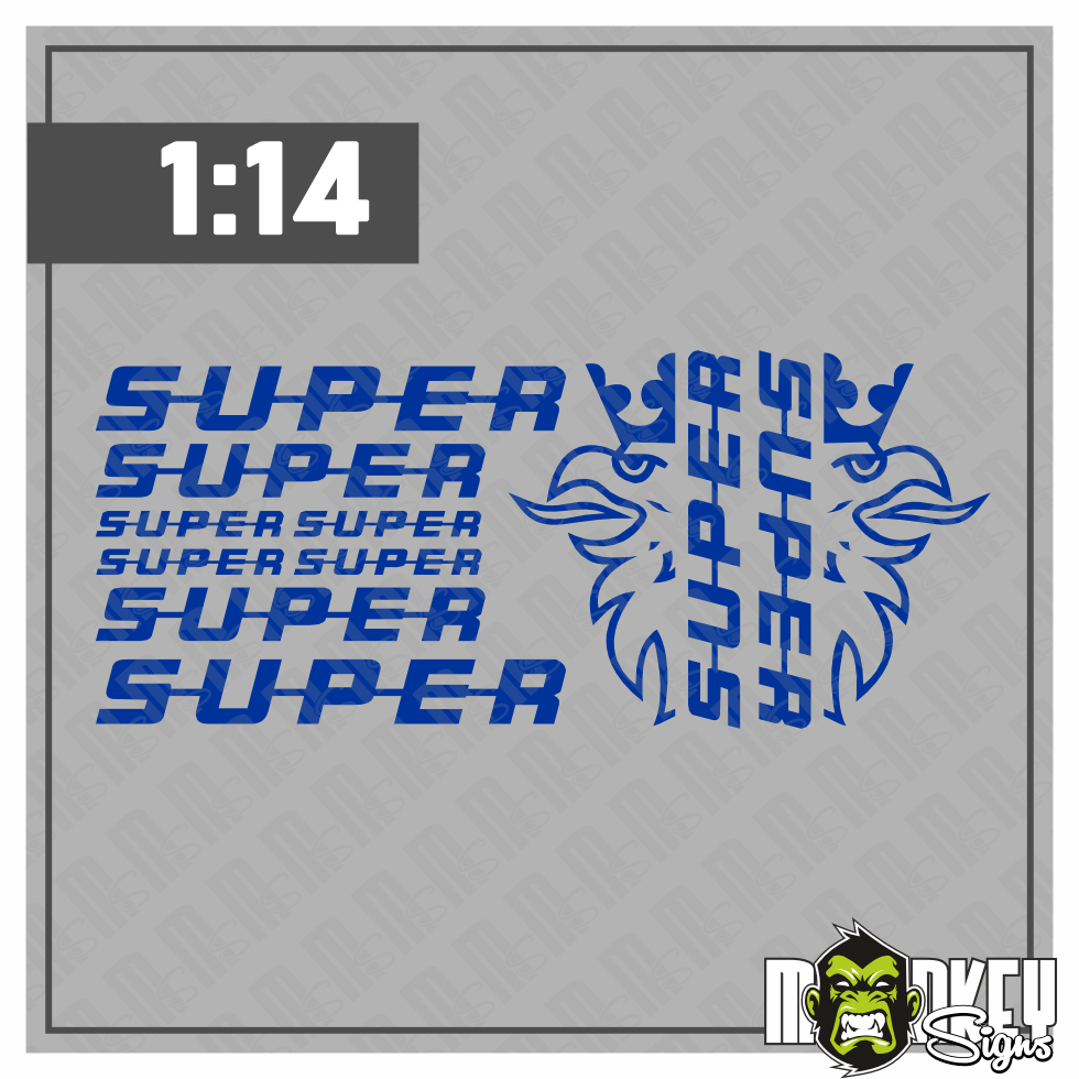 10tlg Scania SUPER Aufkleber Set Fur 114 Tamiya LKW Truck Sticker Blau Modellbau Beschriftung