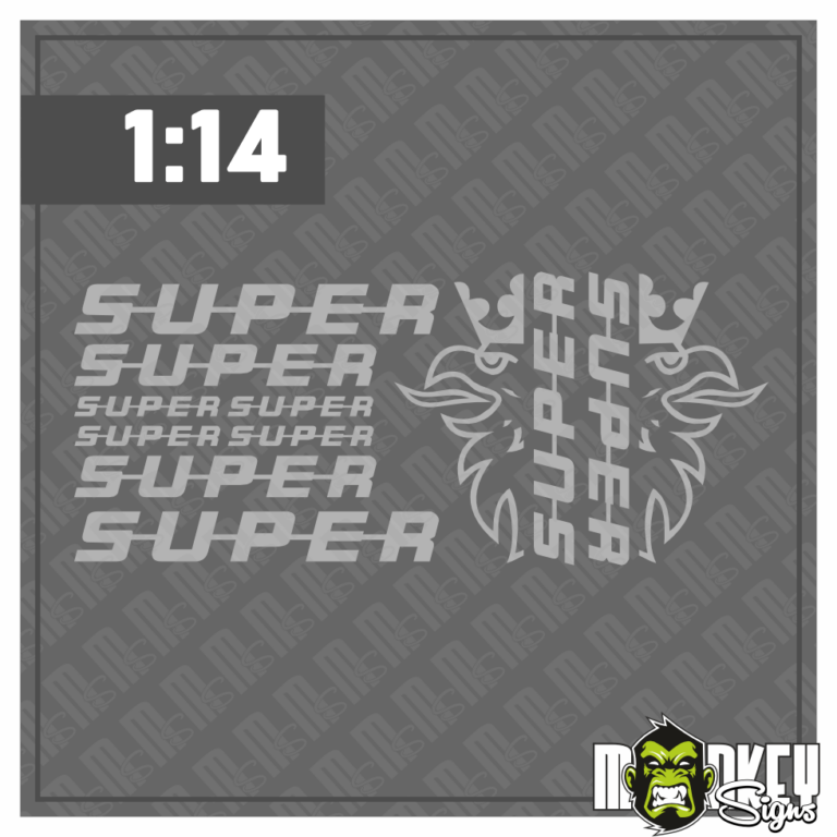 10tlg. Scania SUPER Aufkleber Set für 1:14 Tamiya LKW Truck Sticker grau