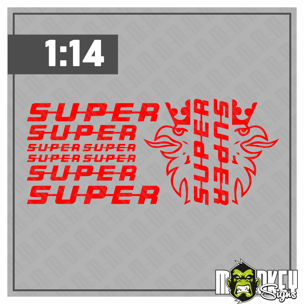 10tlg Scania SUPER Aufkleber Set Fur 114 Tamiya LKW Truck Sticker Rot Modellbau Beschriftung