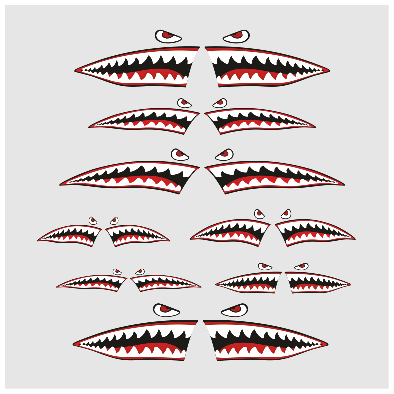 110 RC Aufkleber Set Shark Haimaul Rat Rod Tuning Youngtimer US Cars Modellbau Beschriftung