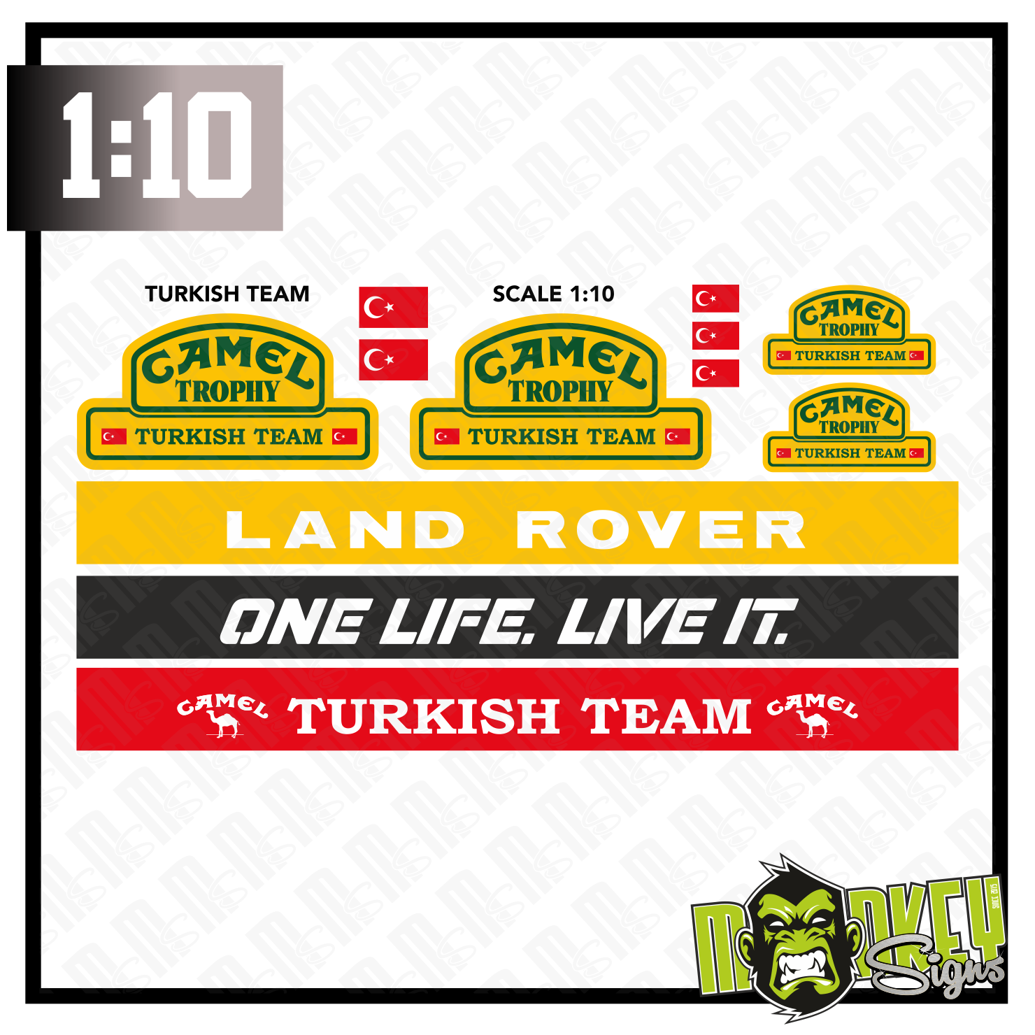 110 RC Car Aufkleber Set G Turkei Camel Trophy Defender Land Rover Crawler Modellbau Beschriftung