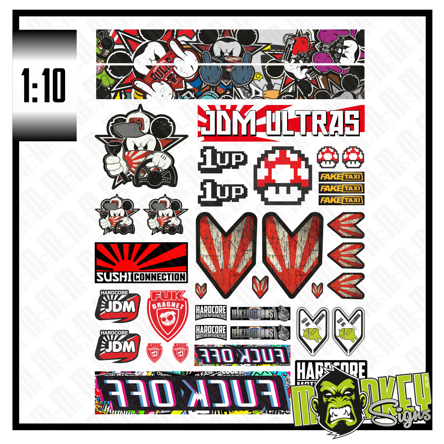 110 Set B RC Drifter Aufkleber Sticker JDM Japan HPI Himoto Traxxas Tamiya Modellbau Beschriftung