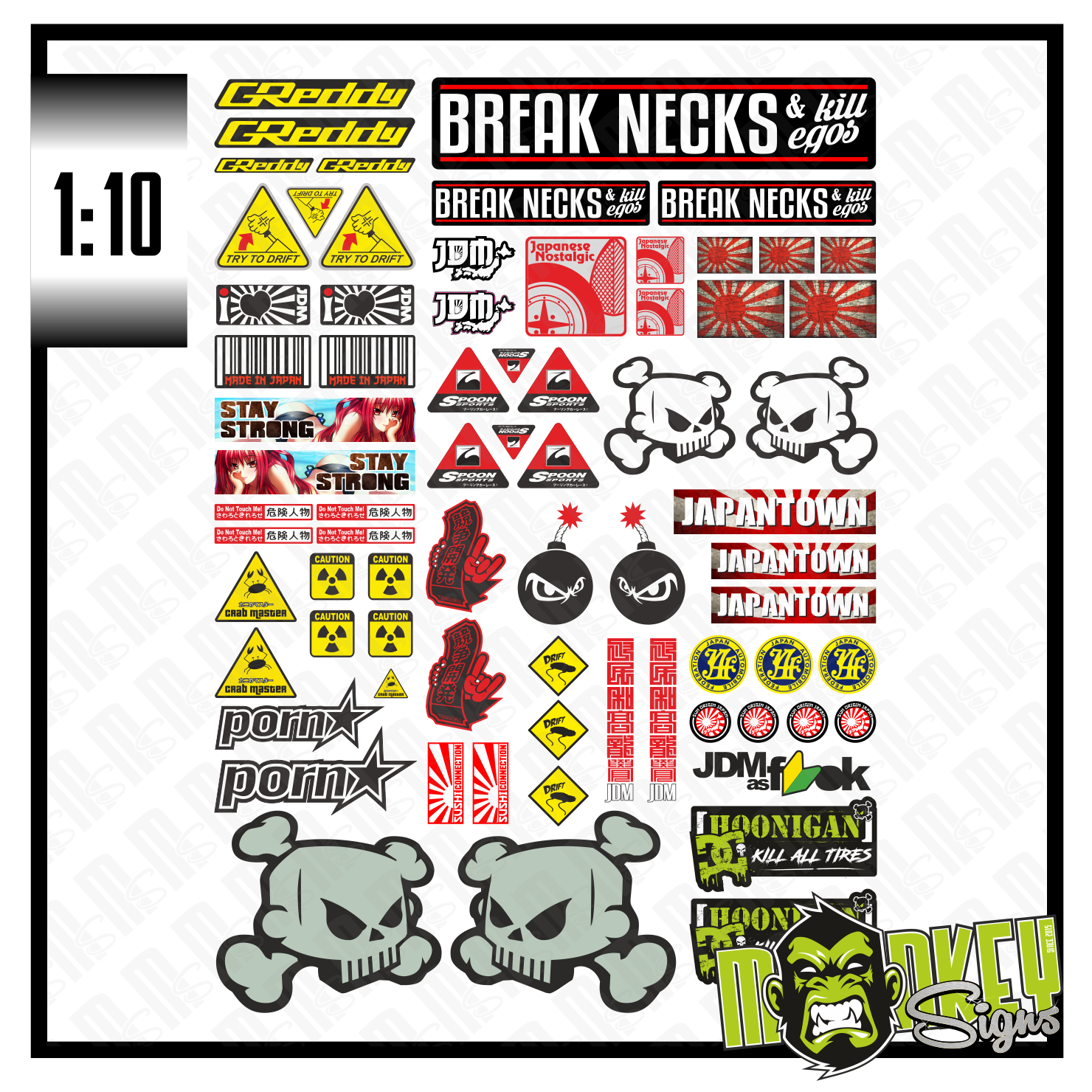 110 Set D RC Drifter Aufkleber Sticker JDM Japan HPI Himoto Traxxas Tamiya Modellbau Beschriftung