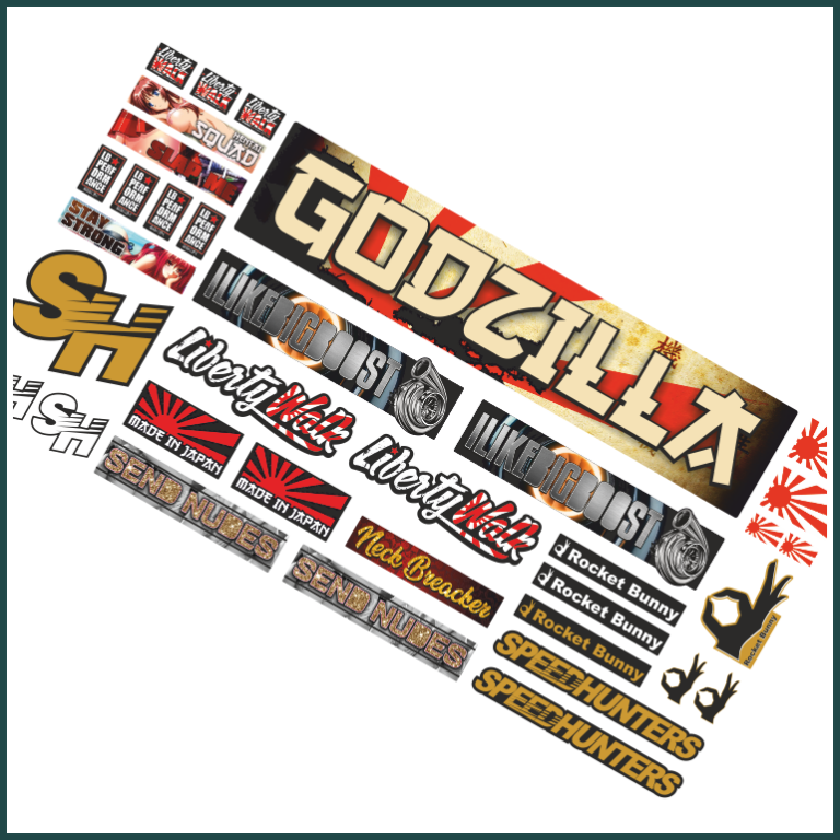 1:12 - 35tlg. Set RC Drifter Aufkleber Sticker JDM Japan HPI Himoto Tamiya