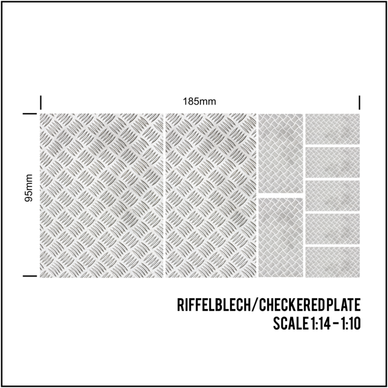1:14 - 1:10 Riffelblech Chrom selbstkl / Checkered Plate printed Chrom Foil - B