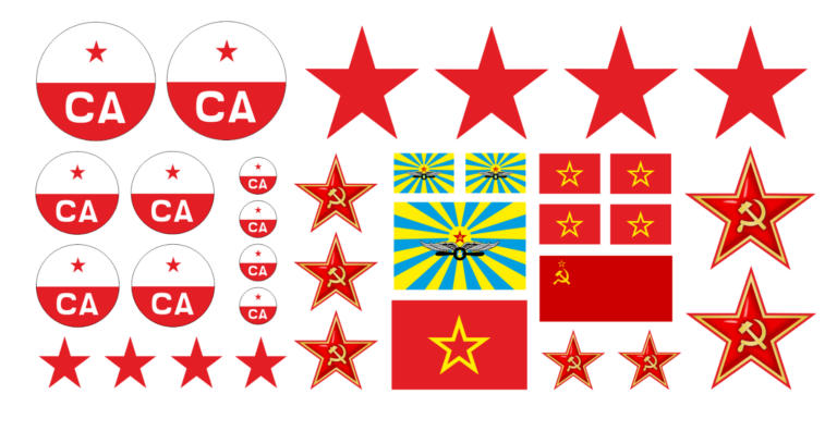 1:14 - 34tlg. Set CA UDSSR Rote Armee Aufkleber Sticker Sowjet URAL Russland