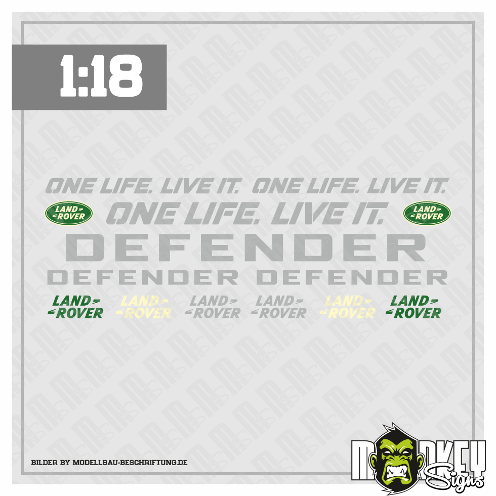 12 Teiliges Aufkleber Set 118 Land Rover Defender RC Sticker Modellbau Grau Modellbau Beschriftung
