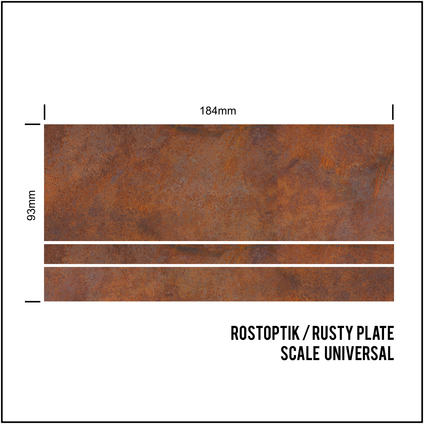 124 118 114 110 Metall Rostoptik Selbstklebend Rusty Plate Printed Foil RC Modellbau Beschriftung