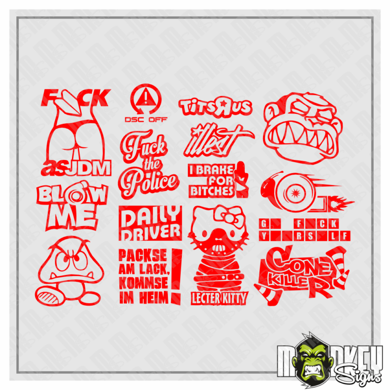RC Crawler & Truck Beschriftungen 14teiliges JDM Aufkleber Set 1:10 RC Tuning Sticker Drifter Japan Modellbau rot