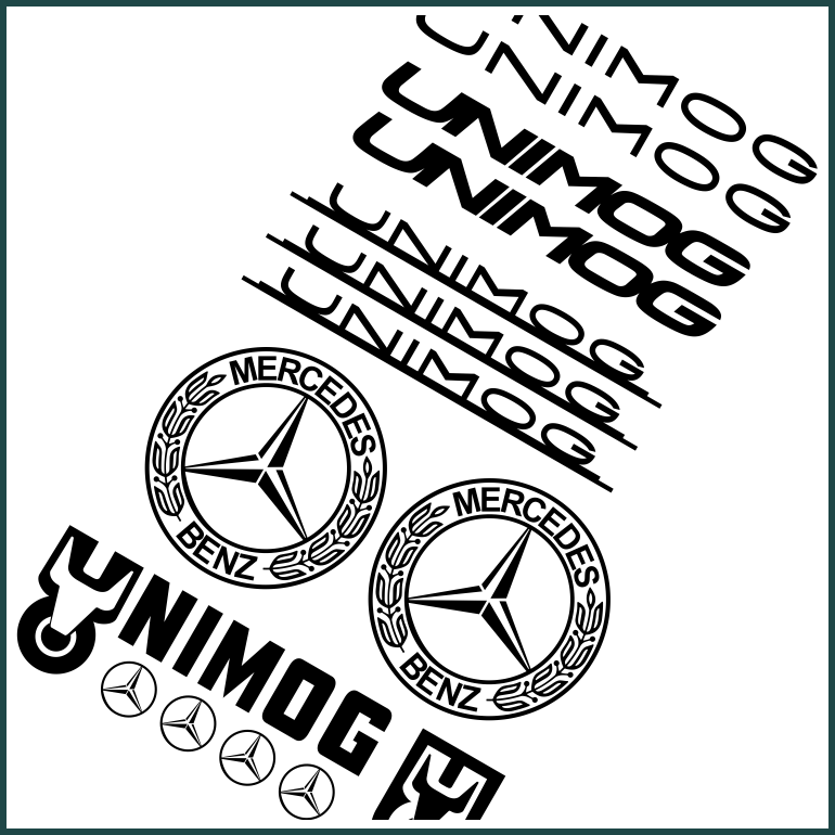 15er Set Unimog Black Chrom 18 110 112 Tamiya Hachette Carson AUFKLEBER 114 Modellbau Beschriftung