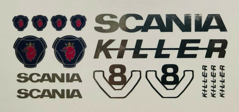 15teil. SCANIA Chrom Aufkleber Set 1:14 / 1:16 LKW Zugmaschine Decal RC Tamiya