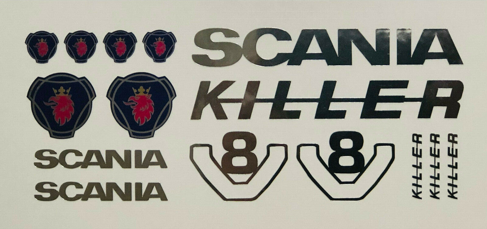 15teil SCANIA Chrom Aufkleber Set 114 116 LKW Zugmaschine Decal RC Tamiya Modellbau Beschriftung