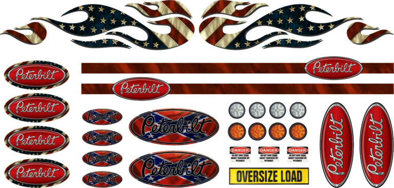 1x SET TEXAS Peterbilt TRUCK USA 1:14 1:16 Tamiya DECAL STICKER AUFKLEBER 085