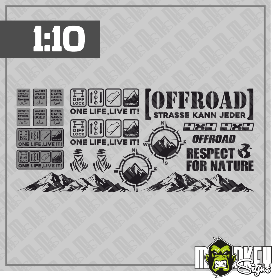 21 Teil RC Crawler Offroad Drifter Aufkleber Set 110 Sticker Modellbau Black Modellbau Beschriftung
