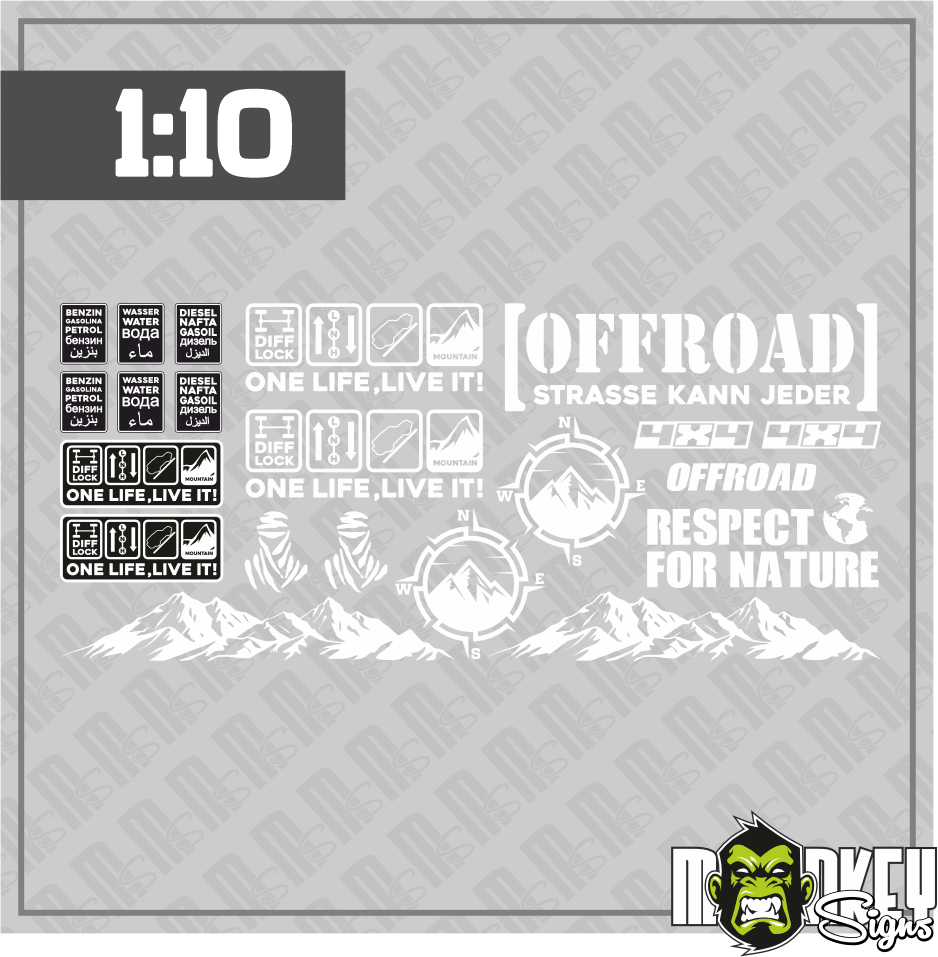 21 Teil RC Crawler Offroad Drifter Aufkleber Set 110 Sticker Modellbau Weiss Modellbau Beschriftung