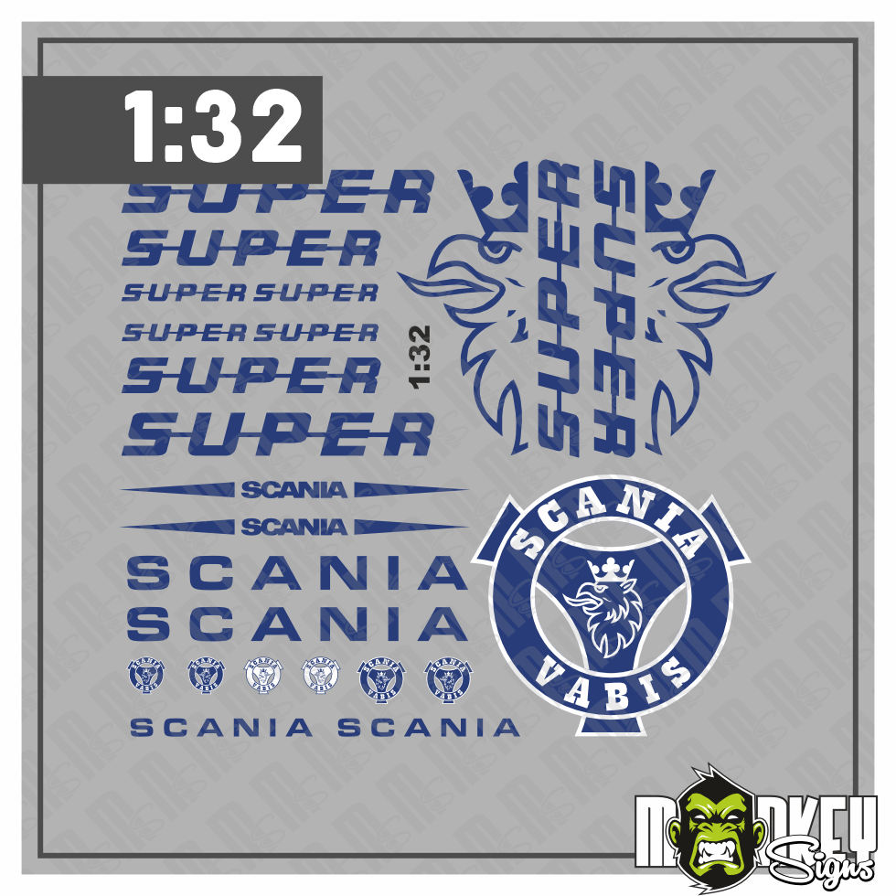 23tlg Scania Aufkleber Set Fur 132 SIKU WIKING LKW Truck Sticker Blau Modellbau Beschriftung