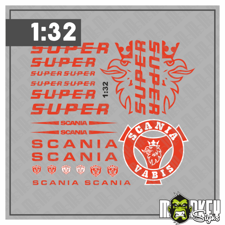 23tlg. Scania Aufkleber Set für 1:32 SIKU WIKING LKW Truck Sticker rot