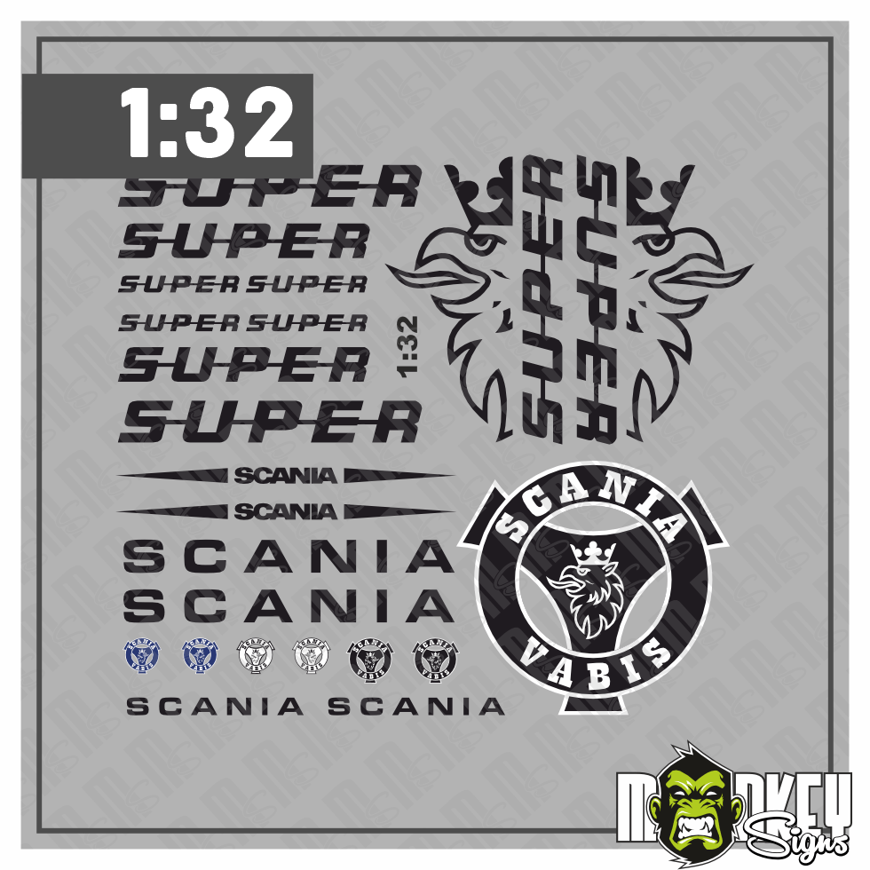 23tlg Scania Aufkleber Set Fur 132 SIKU WIKING LKW Truck Sticker Schwarz Modellbau Beschriftung