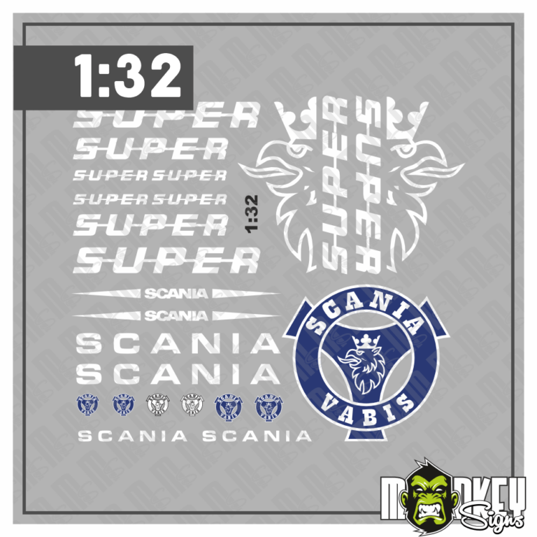 23tlg. Scania Aufkleber Set für 1:32 SIKU WIKING LKW Truck Sticker weiss