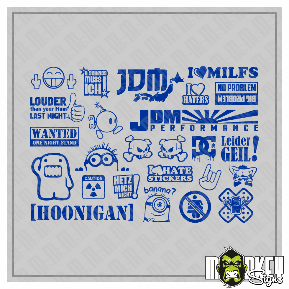 25teilig JDM Aufkleber Set 110 RC Tuning Sticker Drifter Japan Modellbau Blau Modellbau Beschriftung