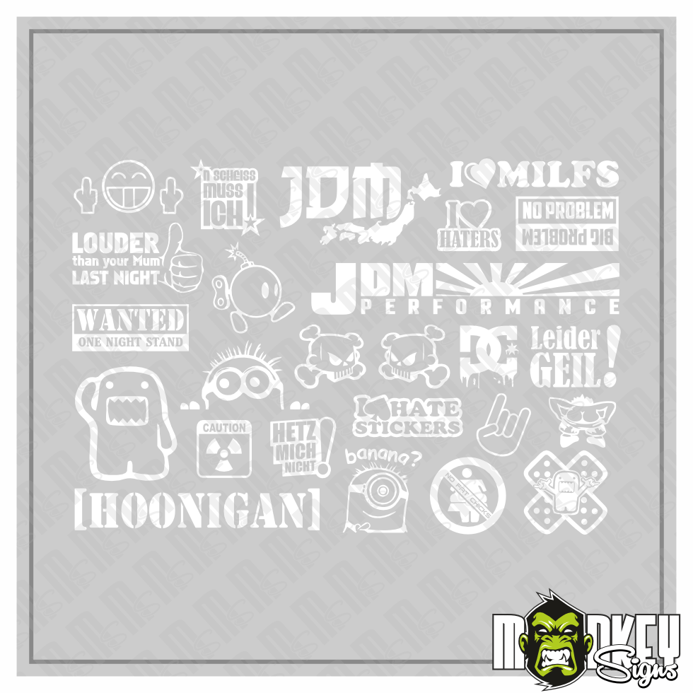 25teilig JDM Aufkleber Set 110 RC Tuning Sticker Drifter Japan Modellbau Weiss Modellbau Beschriftung