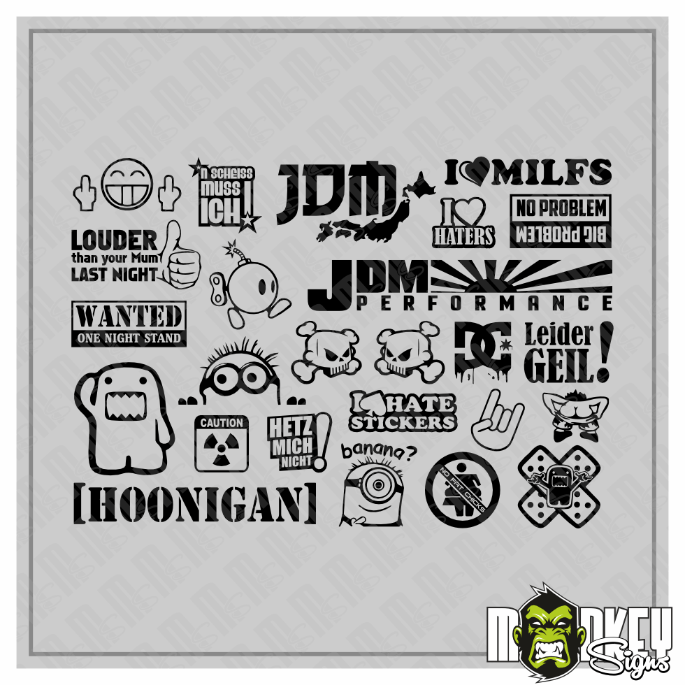 25tlg JDM Drifter Aufkleber 110 Sticker RC Car Modellbau Tuning Racing Black Modellbau Beschriftung