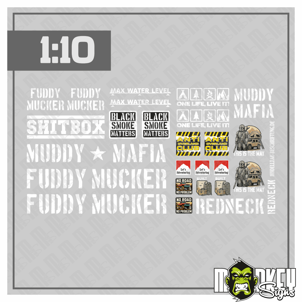 26 Tlg Aufkleber Set 110 Crawler Offroad RC Sticker Modellbau 4x4 Trail A Modellbau Beschriftung