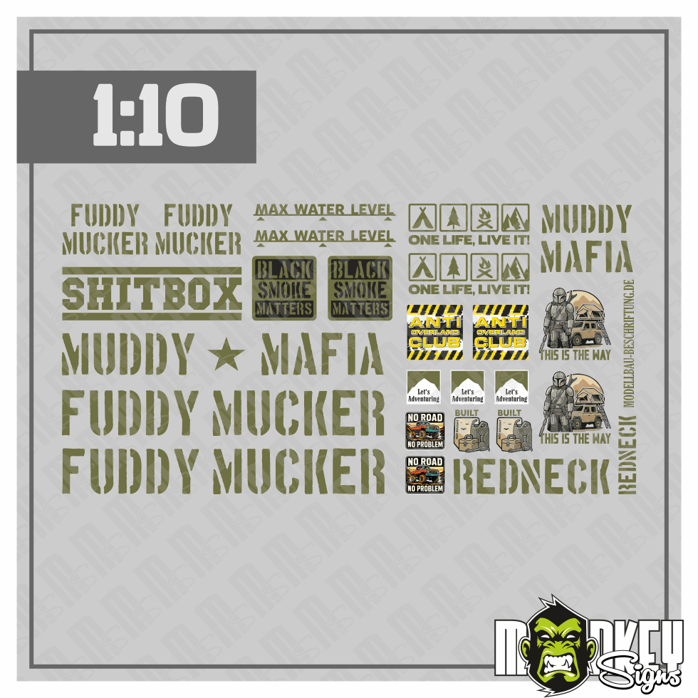 26 Tlg Aufkleber Set 110 Crawler Offroad RC Sticker Modellbau 4x4 Trail D Modellbau Beschriftung