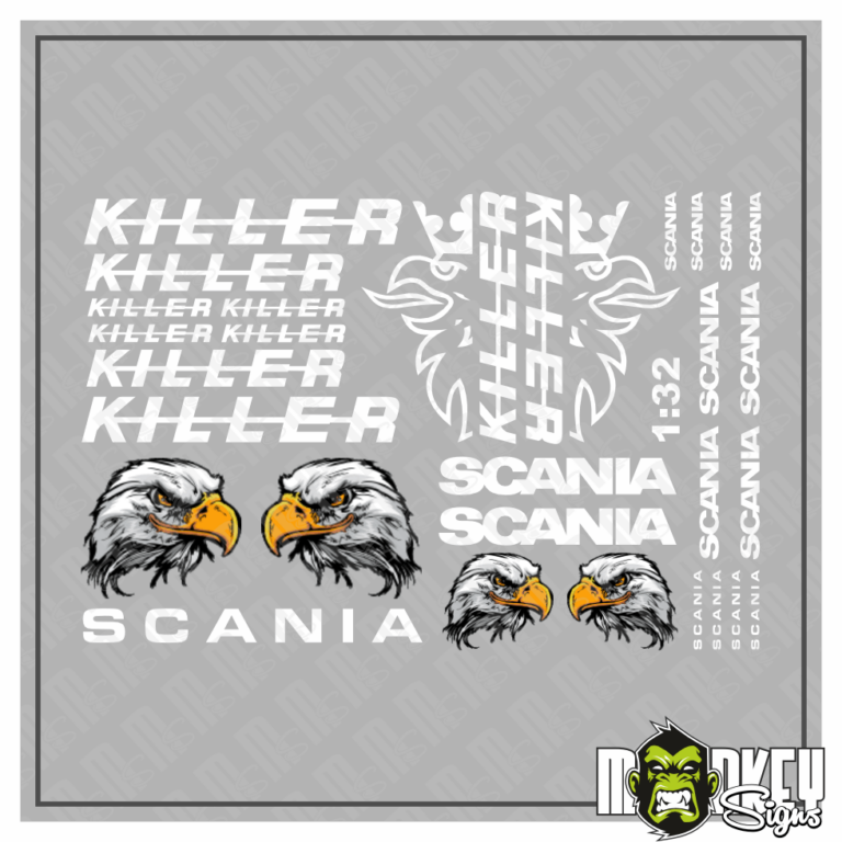 29tlg. Scania Aufkleber Set für 1:32 SIKU WIKING LKW Truck Sticker weiss