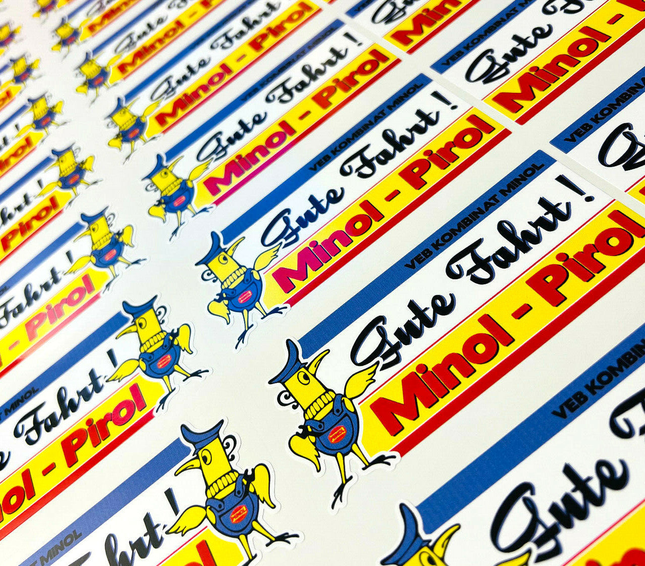 2er-Minol-Pirol-Gute-Fahrt-Werbung-Oldschool-Aufkleber-Trabant-Wartburg-Sticker-modellbau-beschriftung-2.jpg 2er Minol Pirol Gute Fahrt! Werbung Oldschool Aufkleber Trabant Wartburg Sticker – Bild 2
