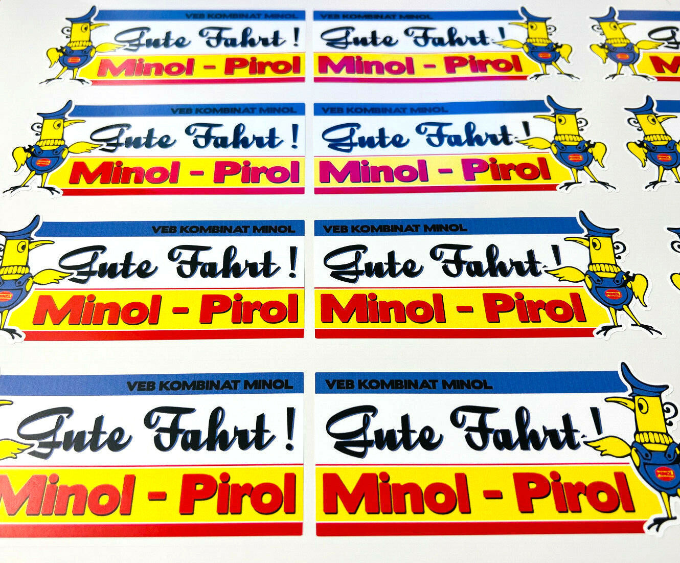 2er Minol Pirol Gute Fahrt Werbung Oldschool Aufkleber Trabant Wartburg Sticker Modellbau Beschriftung