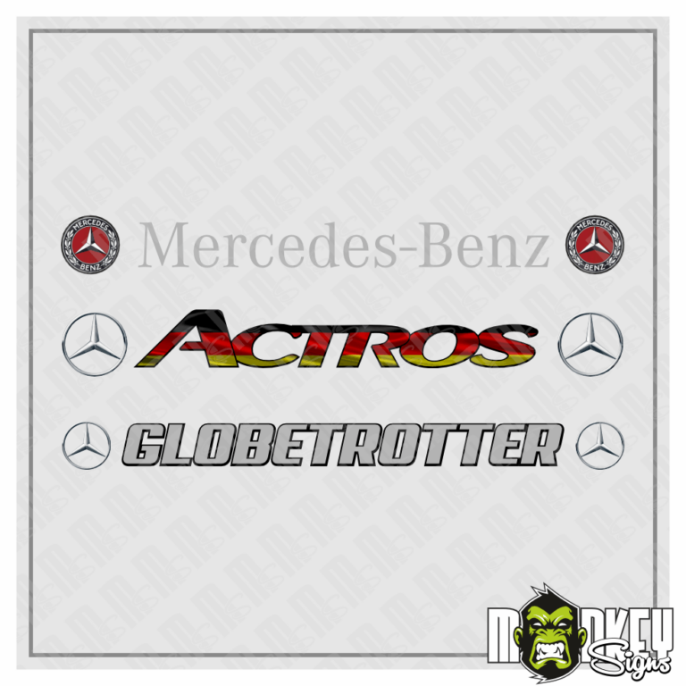 3-teiliges Aufkleber Set Mercedes Tamiya LKW 1:14 RC Truck Modellbau Sticker