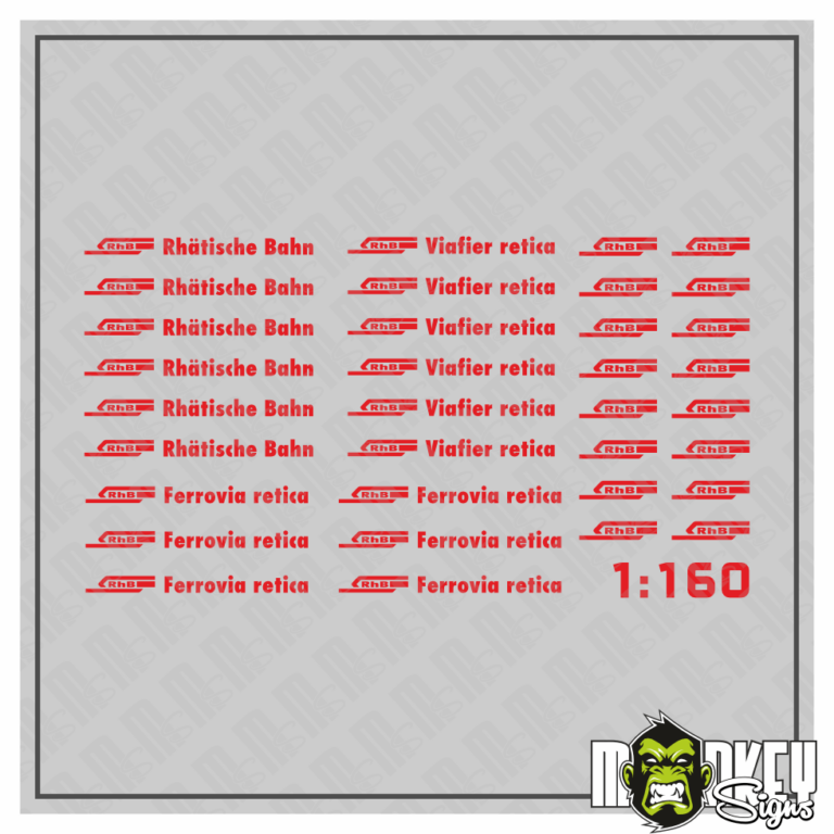 34 teil. Set Rhätische Bahn Schweiz Beschriftung Decals 1:160 Spur N rot
