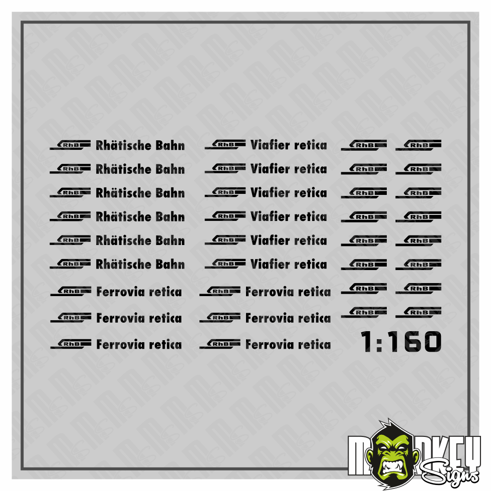 34 Teil Set Rhatische Bahn Schweiz Beschriftung Decals 1160 Spur N Schwarz Modellbau Beschriftung