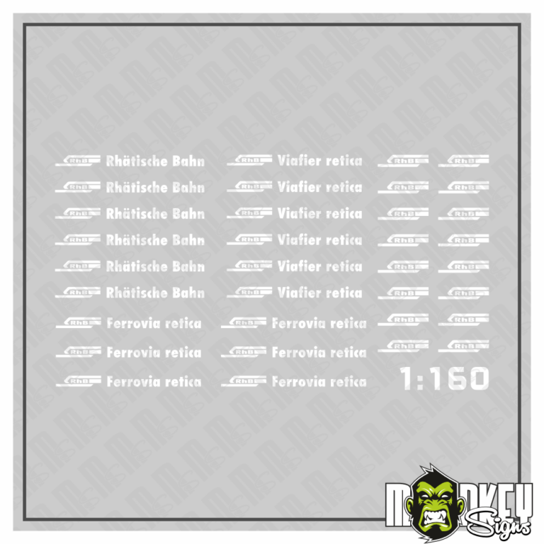 34 teil. Set Rhätische Bahn Schweiz Beschriftung Decals 1:160 Spur N weiss
