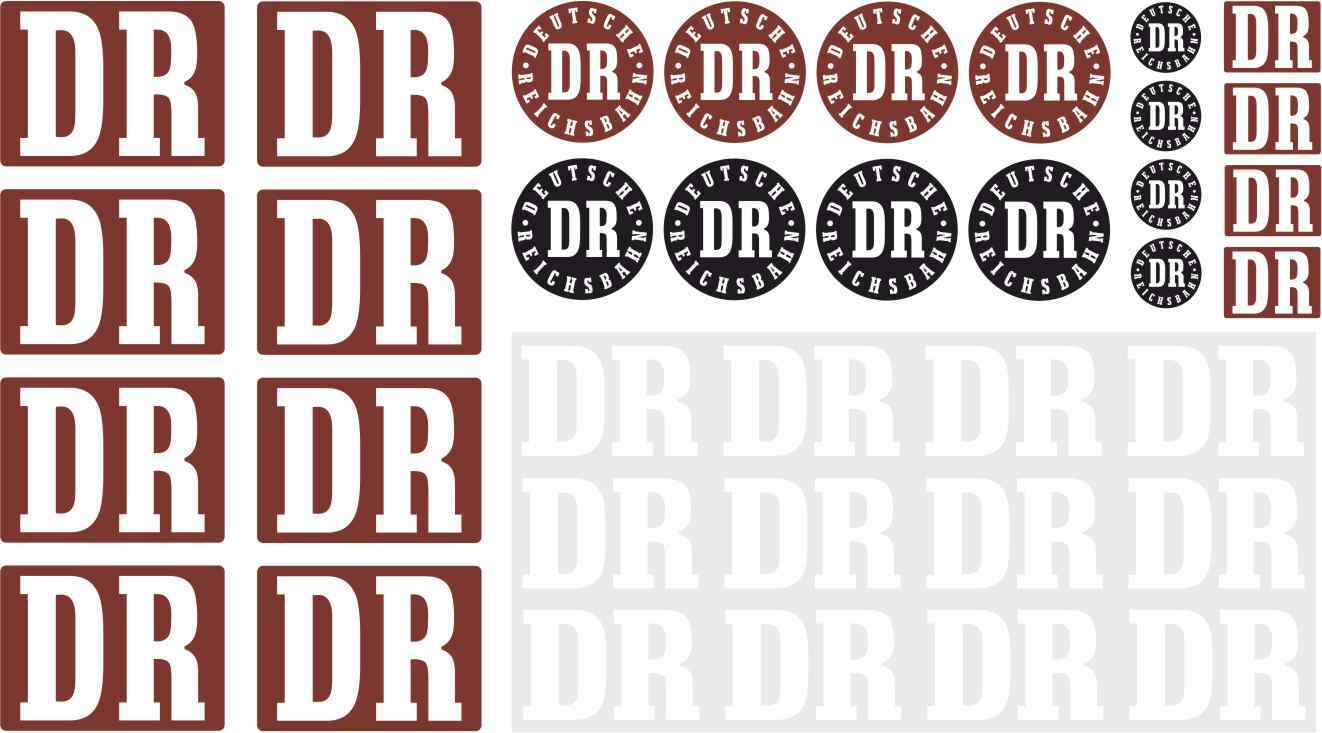 36teil AUFKLEBER BRAUN DR DEUTSCHE REICHSBAHN Piko LGB Spur G DECAL 019 Modellbau Beschriftung