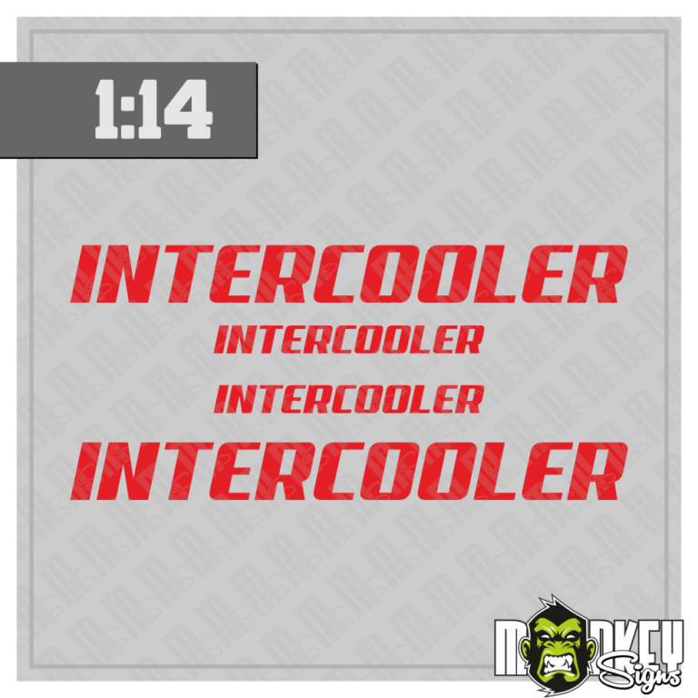 3teil. 1:14 Frontscheiben Aufkleber Truck Tamiya RC 1:14 Intercooler rot