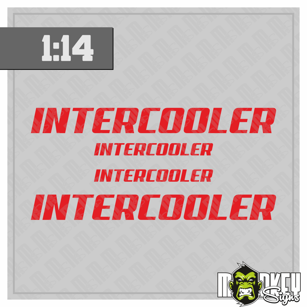 3teil 114 Frontscheiben Aufkleber Truck Tamiya RC 114 Intercooler Rot Modellbau Beschriftung
