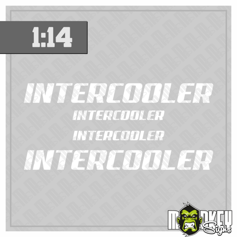3teil. 1:14 Frontscheiben Aufkleber Truck Tamiya RC 1:14 Intercooler weiß
