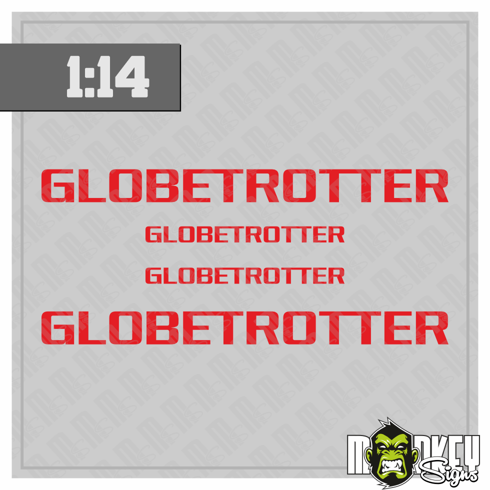 3teil 114 Frontscheiben Aufkleber Truck Tamiya RC Globetrotter Rot Modellbau Beschriftung