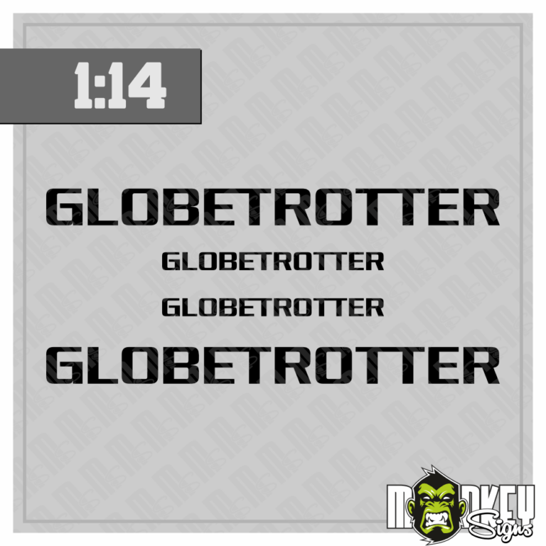 3teil. 1:14 Frontscheiben Aufkleber Truck Tamiya RC Globetrotter schwarz