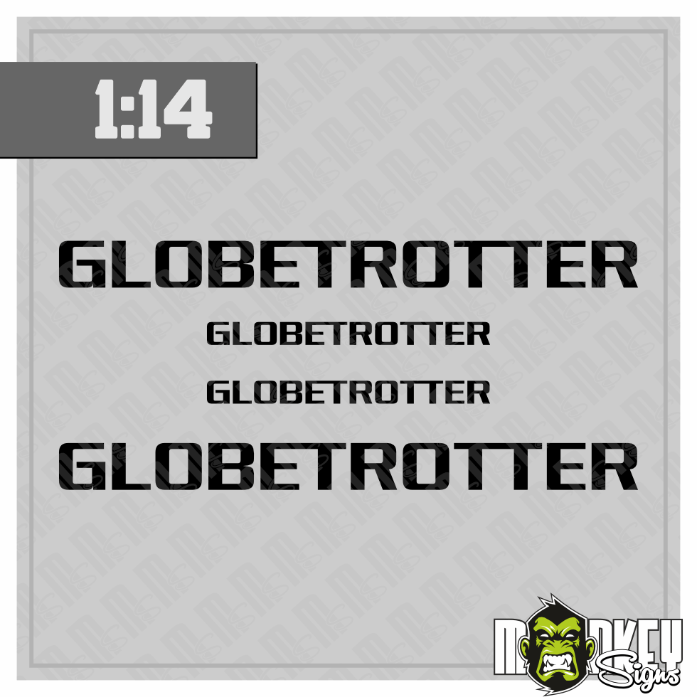 3teil 114 Frontscheiben Aufkleber Truck Tamiya RC Globetrotter Schwarz Modellbau Beschriftung
